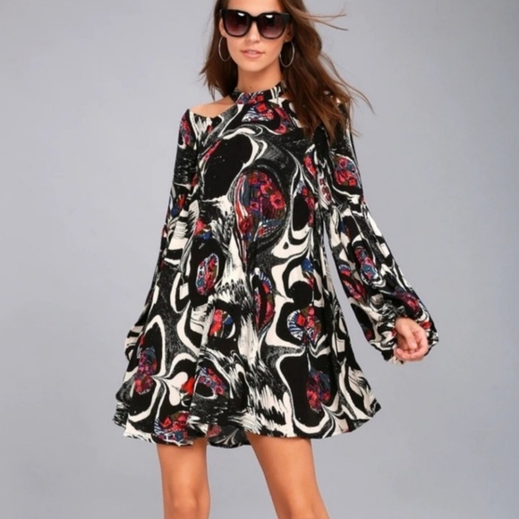 Free People dress Drift Away small boho hippie rayon NEW long sleeve - Picture 1 of 6